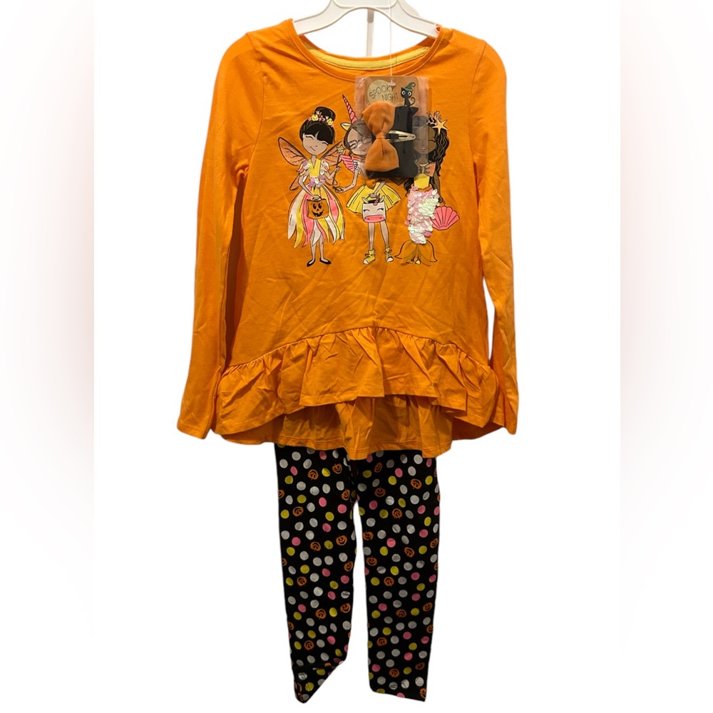 Spooky Night Girls Legging Set With Matching Hairclip